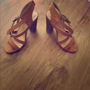 Cognac Charlotte Russe block heel